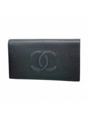 Chanel Wallet Caviar Leather Black Gold